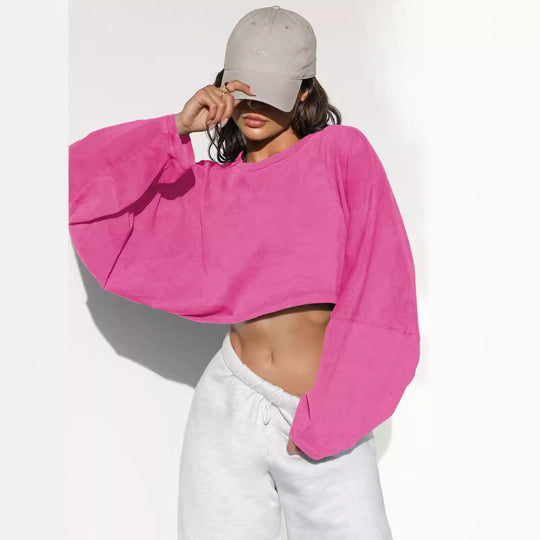 Damen lässiger Crop-Pullover R&B