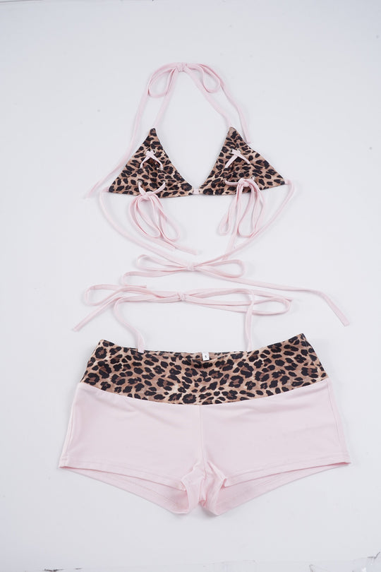 Damen modisches Dreieck-Bikini-Set mit verstellbaren Trägern und Tiermustern R&B