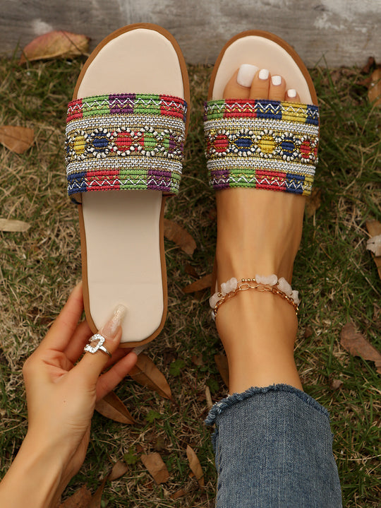 Damen Elegante Mules mit perlenbesetztem Riemendesign und komfortabler Sohle R&B