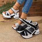 Damen Wedge-Sandalen mit luftiger Mesh-Oberfläche und verstellbaren Riemen