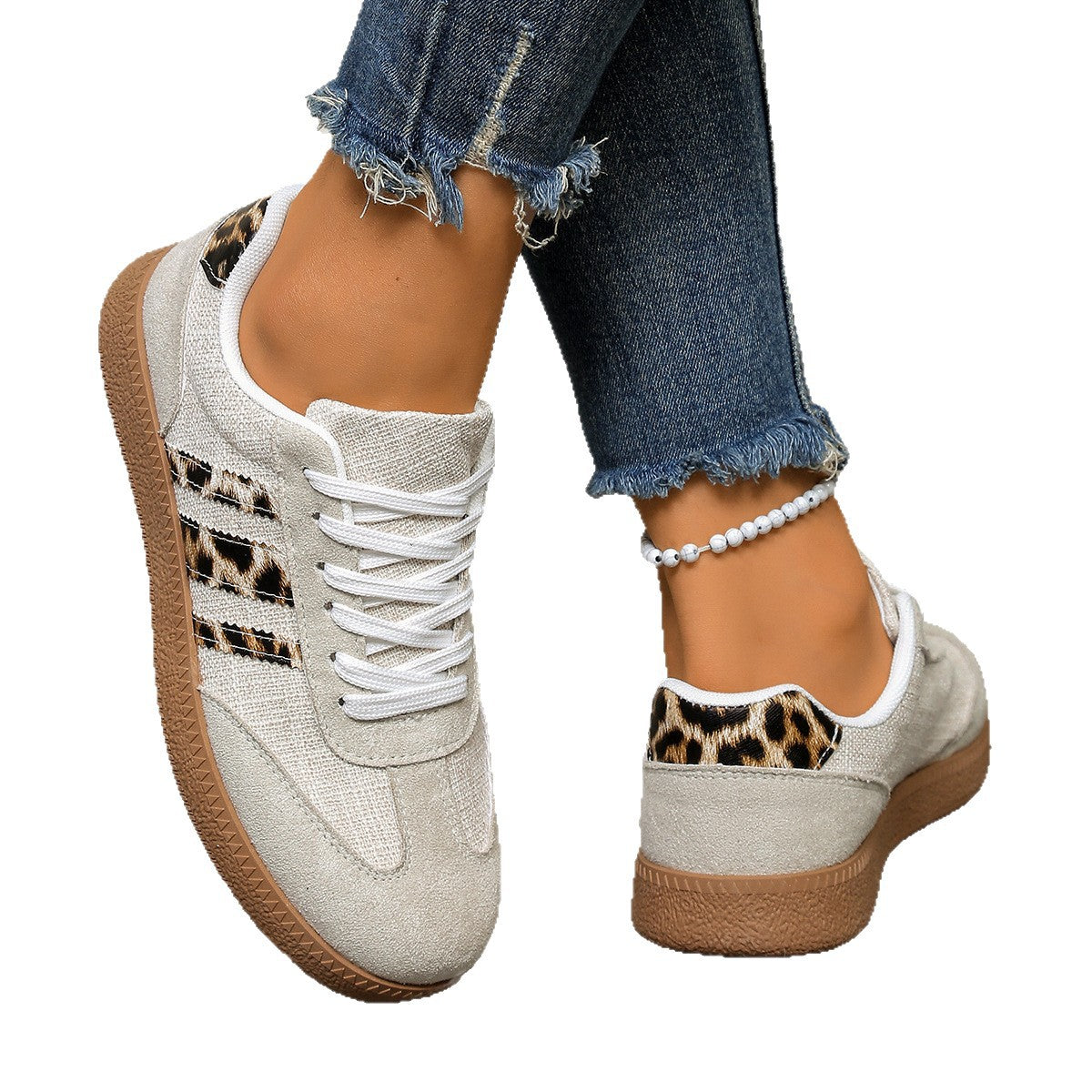 Damen Sneakers mit stylischem Leo-Design und bequemer Dämpfung R&B