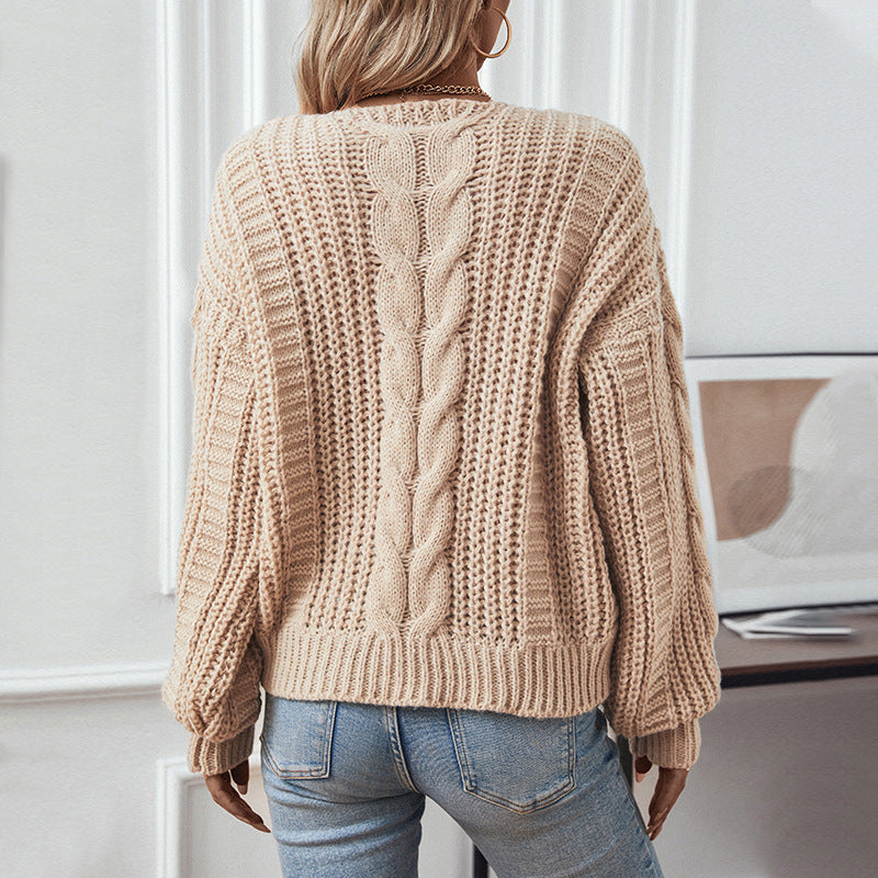 Damen Grobstrickpullover mit oversized Schnitt und Zopfmuster R&B