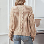 Damen Grobstrickpullover mit oversized Schnitt und Zopfmuster