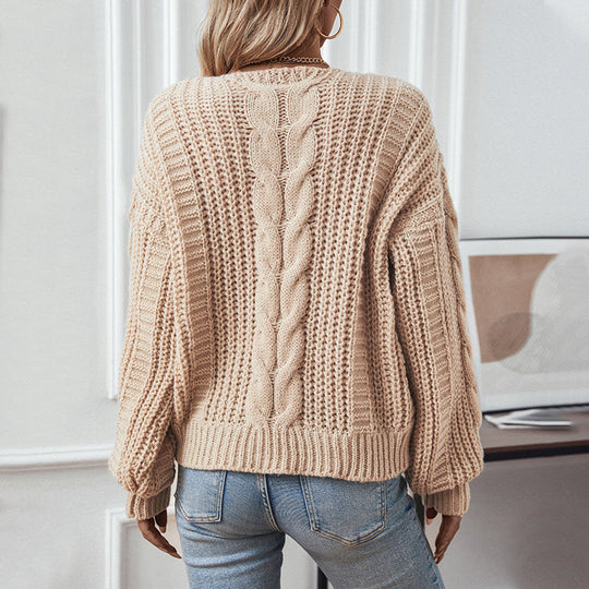 Damen Grobstrickpullover mit oversized Schnitt und Zopfmuster R&B