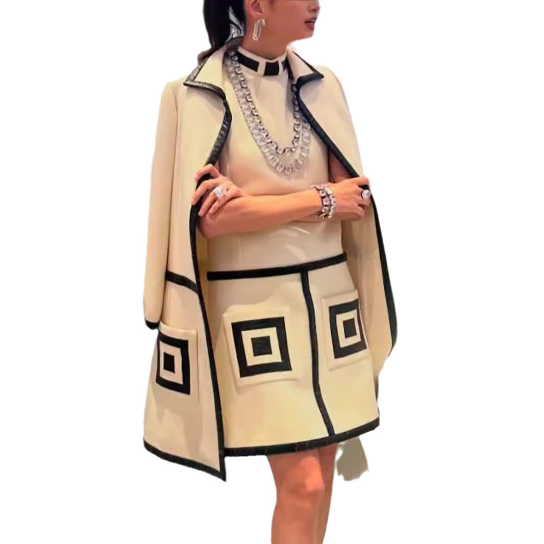 Damen Elegante und raffinierte Jacke mit strukturiertem Design und Kontrastnähten R&B