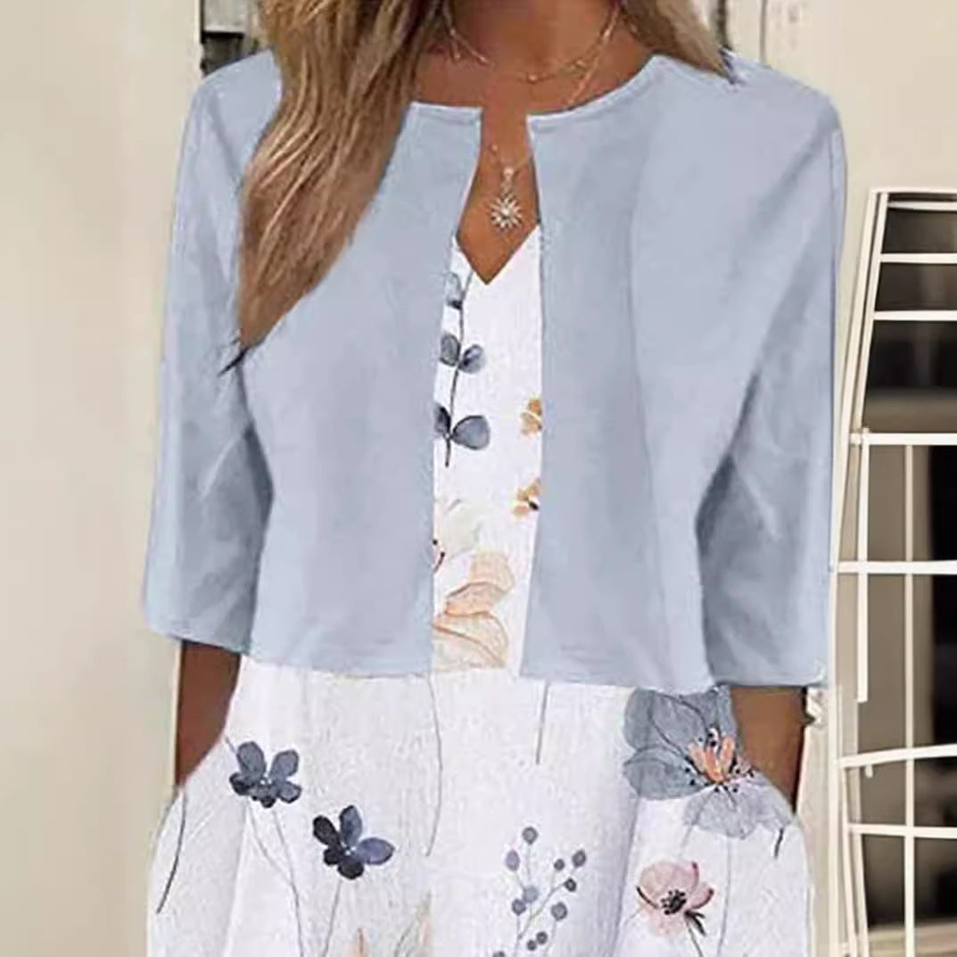 Damen Maxikleid mit floralen Akzenten und schickem Bolero R&B