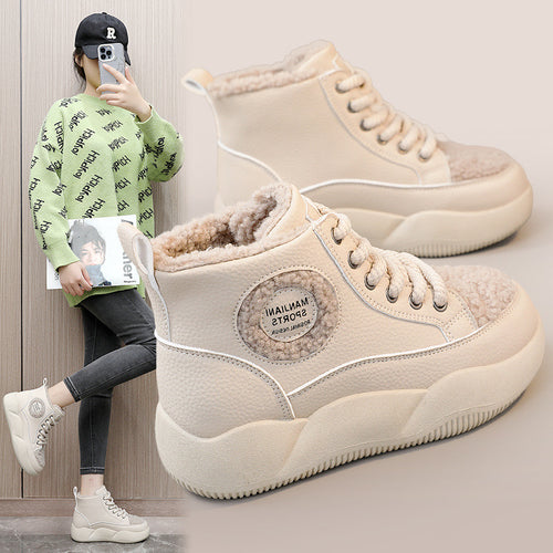 Damen hohe Sneaker mit flauschigem Innenfutter und robuster Sohle R&B