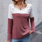 Damen Langarmshirt mit modernem Farbblockdesign R&B