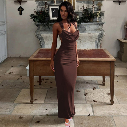 Damen Elegantes Maxikleid mit raffinierten Drapé-Details R&B
