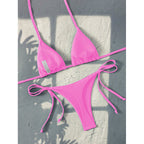 Damen Triangel-Bikini mit verstellbaren Trägern und seitlichen Schleifen R&B