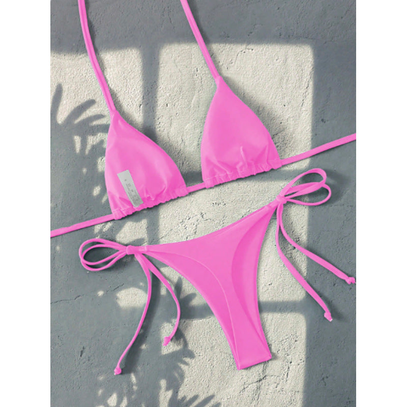 Damen Triangel-Bikini mit verstellbaren Trägern und seitlichen Schleifen R&B