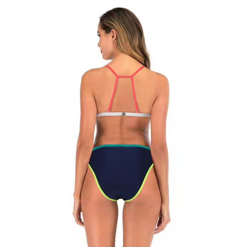 Damen Triangelbikini mit sportlichem Design und modischen Kontrasten R&B