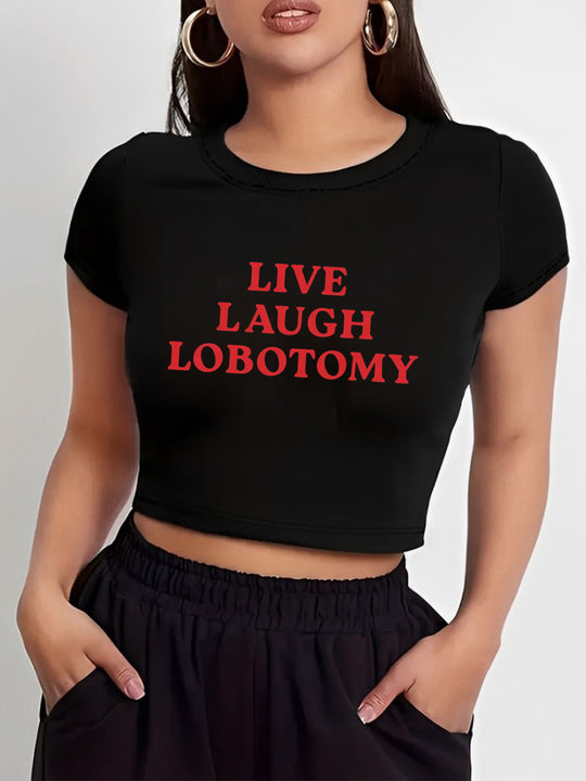 Damen Crop-T-Shirt mit fröhlichem Kirschmotiv R&B