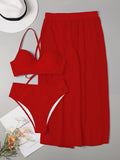 Damen Bikini-Set mit hochgeschnittenem Höschen und luftiger Wickelrock R&B