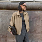 Damen Oversized Baumwolljacke mit Stehkragen und praktischen Taschen R&B