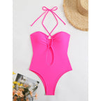 Damen Einteiliger Badeanzug mit modischem Cut-Out-Design und trägerlosem Oberteil R&B