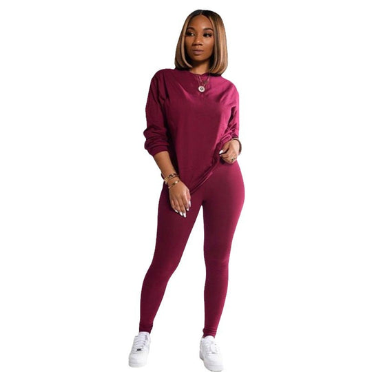 Damen Langarm Schlafanzug Set mit elastischen Hosen R&B