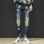 Herren Zerrissene Slim Fit Jeans im lässigen Stil R&B