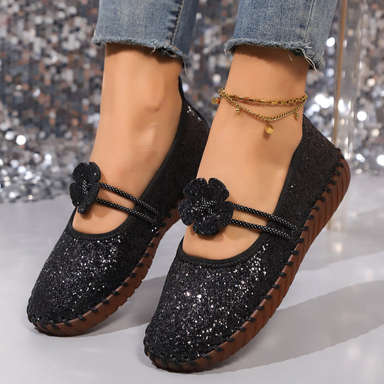 Damen Glitzernde Ballerinas mit floralen Akzenten R&B