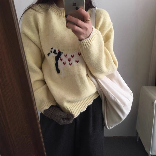 Damen kuscheliger Pullover mit Tiermotiv R&B
