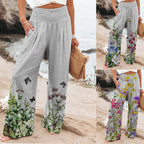 Damen weite Floral-Hose mit elastischem Bund und seitlichen Taschen R&B