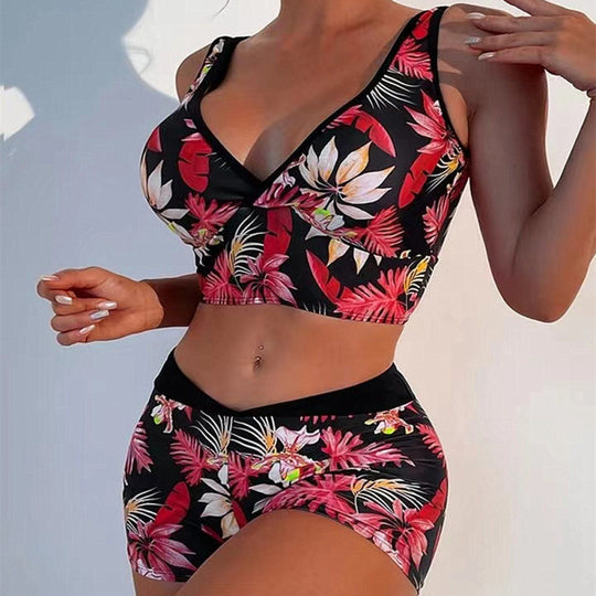 Damen Sport-Bikini-Set mit hoch geschnittenem Oberteil und bequemem Shorts R&B