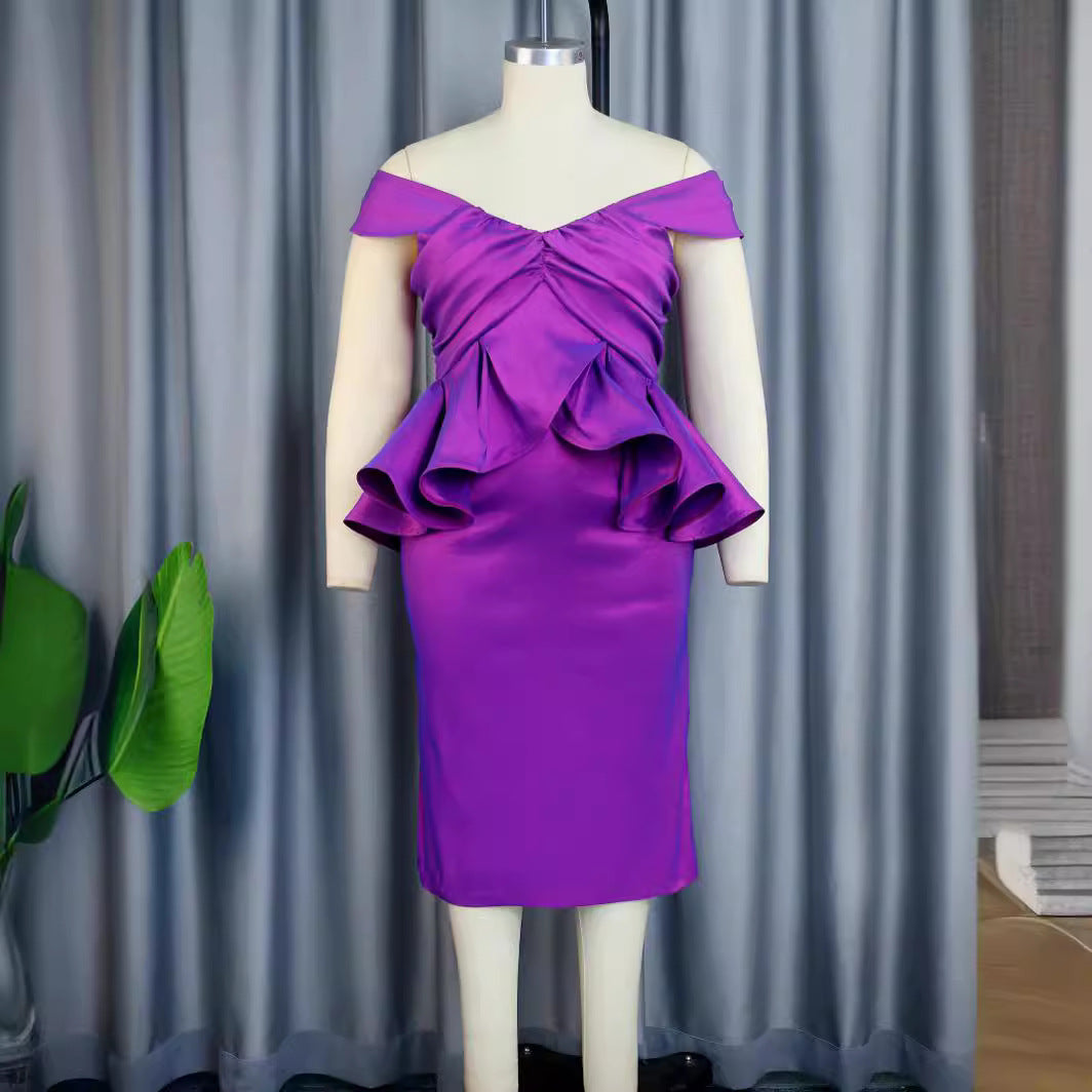 Damen Abendkleid mit voluminösen Rüschendetails R&B