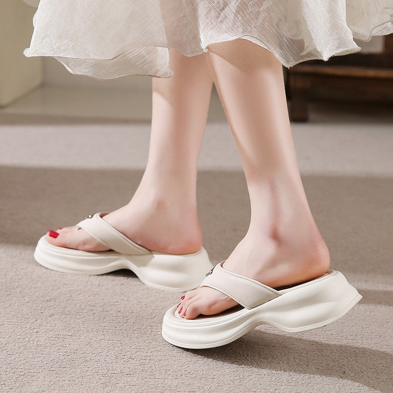 Damen Komfortable Badesandalen mit modischem Absatz und funkelndem Detail EB