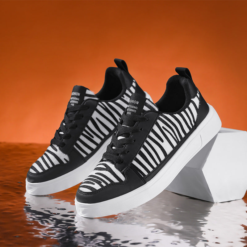 Damen Sportliche Sneakers mit elastischer Schnürsystem und modischem Streifenmuster