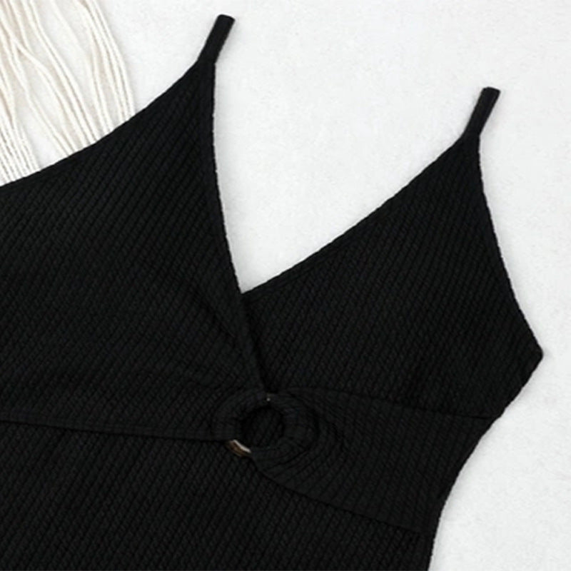 Damen Eleganter Einteiler Badeanzug mit modischem Wickeldetail und tiefem V-Ausschnitt R&B