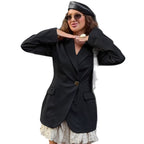 Damen Eleganter Blazer mit asymmetrischer Silhouette und goldenen Knopfdetails R&B