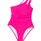 Damen Einseitiger Badeanzug mit elegantem Raffungselement und trendigem Ausschnitt R&B