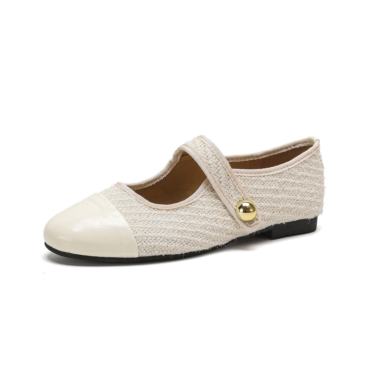 Damen Ballerinas mit dekorativem Riemen und edlem Knopf