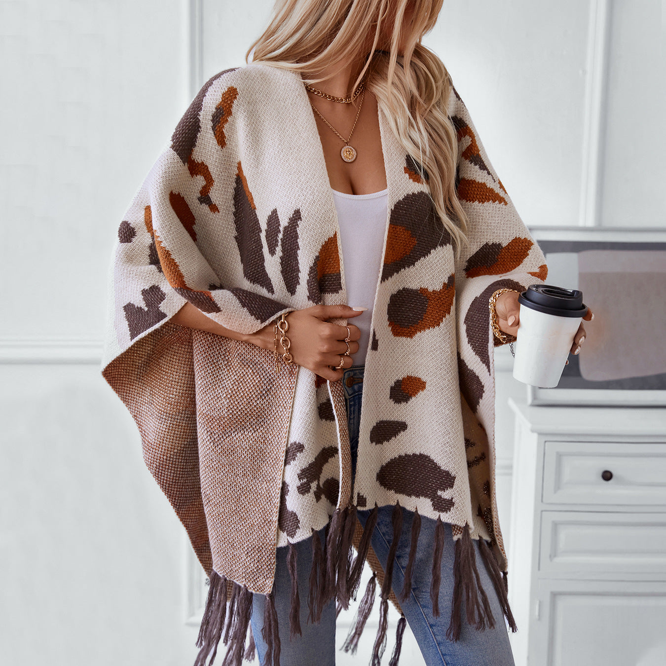 Damen weicher Schal mit fransigem Design