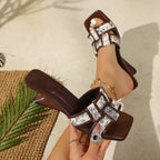 Damen Offene Pantoletten mit modischem Riemen-Design und elegantem Plateau