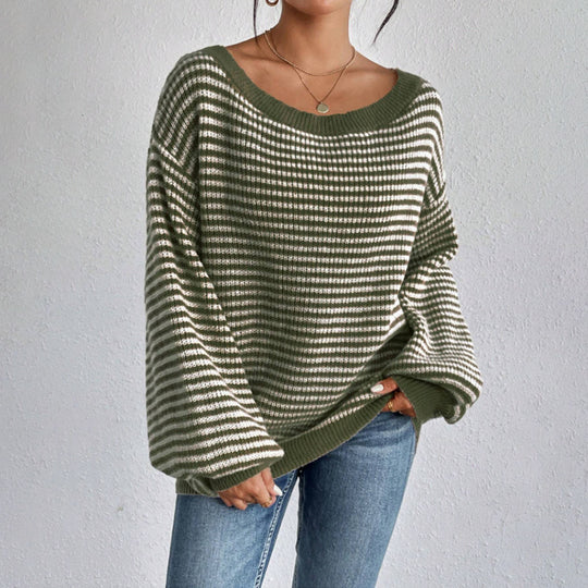 Damen lässiger Oversized-Pullover mit asymmetrischem Schnitt und modernem Gewebe R&B
