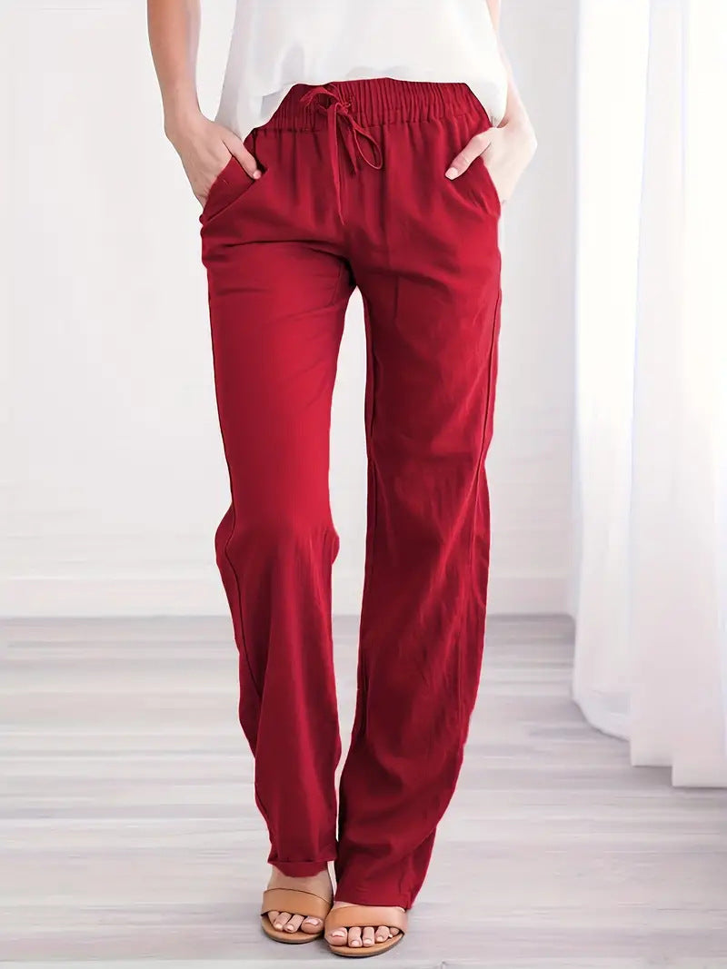 Damen Weite Hose mit elastischem Bund und praktischen Seitentaschen R&B
