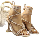 Damen High-Heel Sandalen mit R&Brnen Schnürdetails und eleganter Absatzhöhe R&B