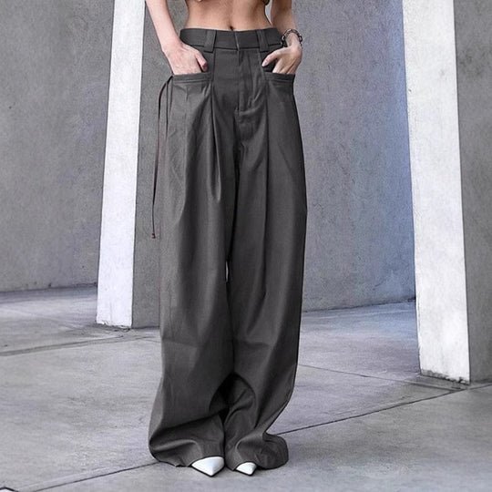 Damen Weite Plissee-Hose mit seitlichen Taschen und eleganter Bundführung R&B