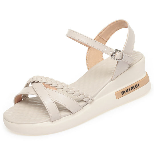 Damen Wedge-Sandaletten mit geflochtenem Riemendesign und bequemem Fußbett R&B