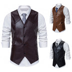 Herren elegante Kunstlederweste