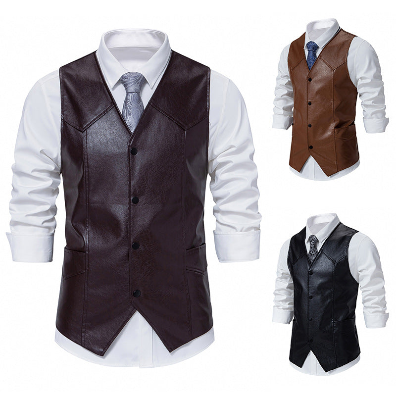Herren elegante Kunstlederweste