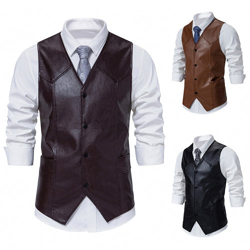 Herren elegante Kunstlederweste R&B
