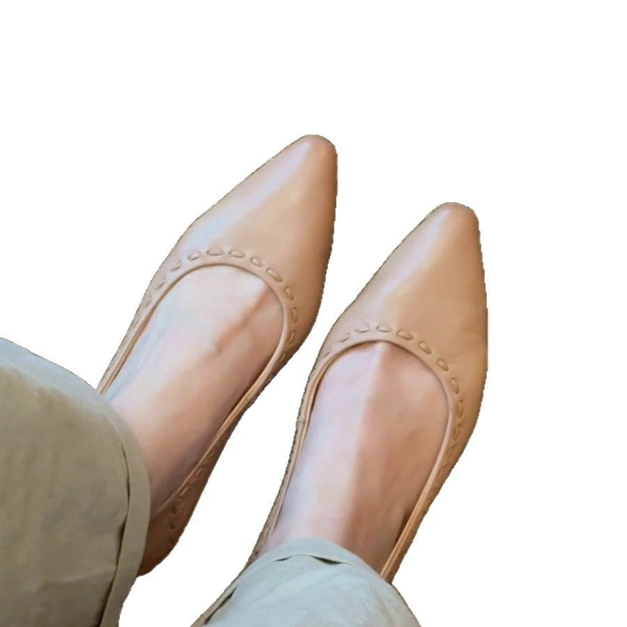 Damen elegante Ballerinas mit hochwertiger Lederoberfläche und modischem Lochmuster