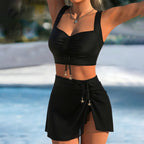 Damen Bikini-Set mit regulierbarem Rock und eleganten Rüschendetails R&B