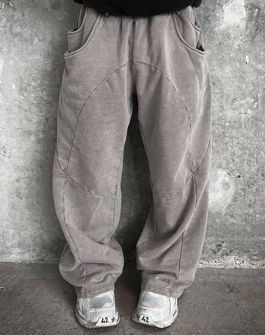Herren nan Oversize-Freizeitjogger mit geschwungenen Nahtdetails, Kordelzugbund und elastischen Beinabschlüssen R&B