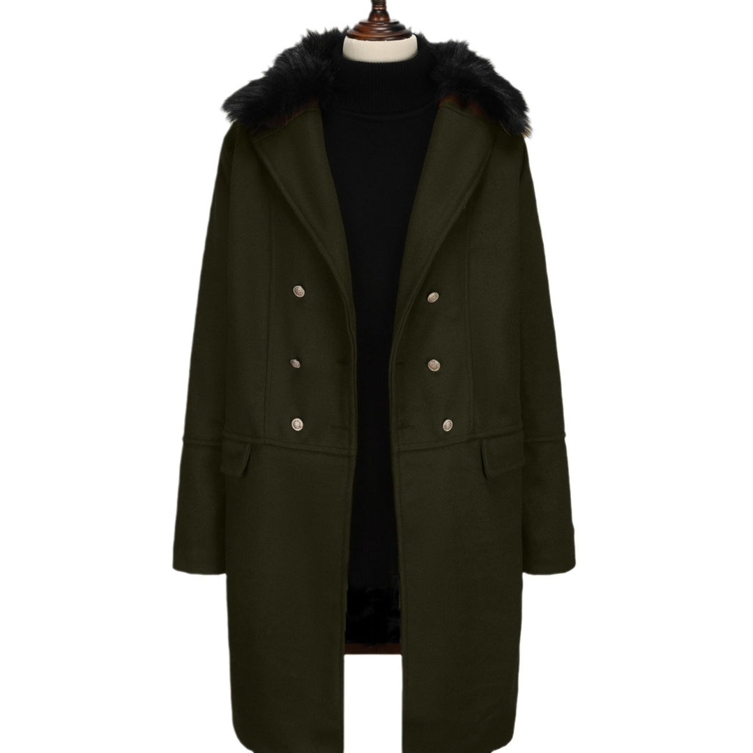 Herren elegante Wolljacke mit kunstfellkragen R&B