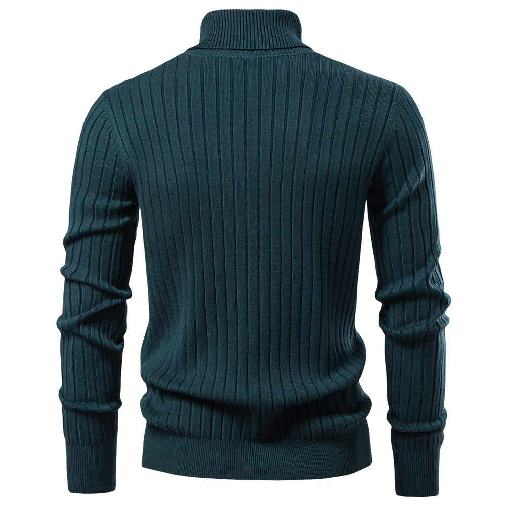 Herren Rollkragenpullover mit feinem Rippstrukturdesign R&B
