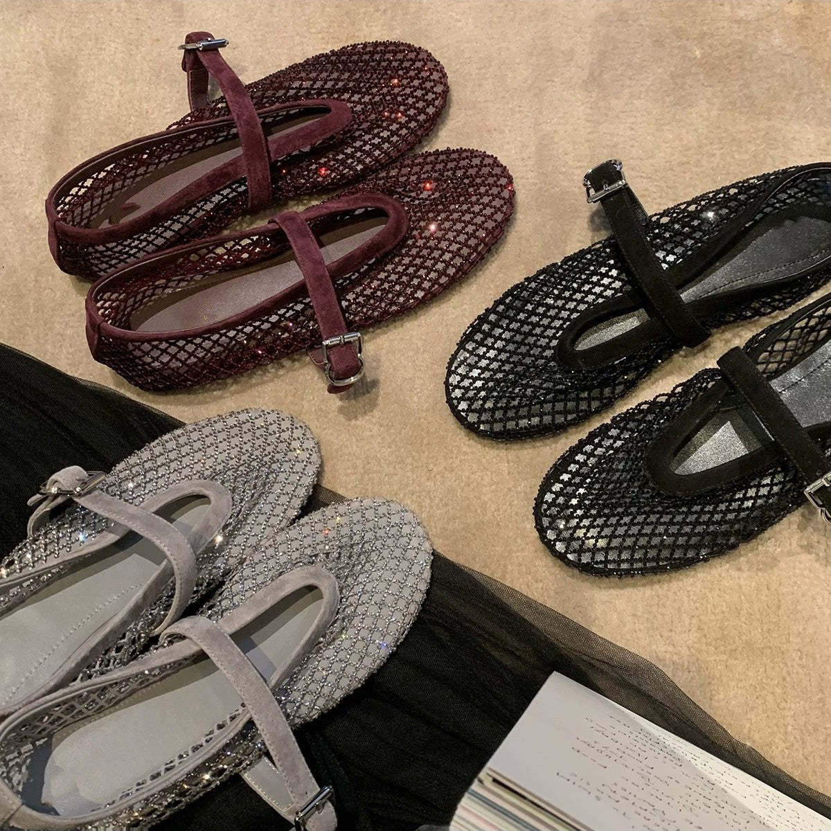 Damen Glamouröse Mules mit funkelndem Strass-Design R&B