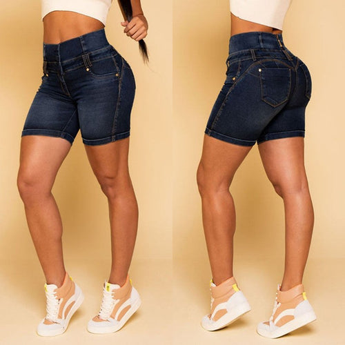 Damen Hochtaillierte Denim-Shorts mit figurformendem Design R&B